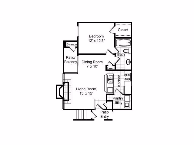 1/1 With Garage 1402 floor plan